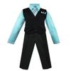 Luca Gabriel Toddler Boys' 4 Piece Pinstripe Vest Shirt Tie Pant and Hanky Set Aqua - 4t view 1