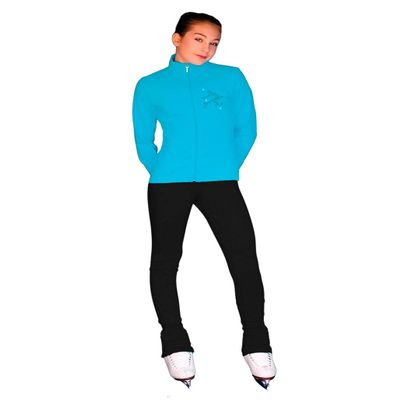 ChloeNoel JT811 Solid Fleece Fitted Elite Figure Skating Jacket w/Mini Sit Spin Crystals Combination(Turquoise,Size CXXS)