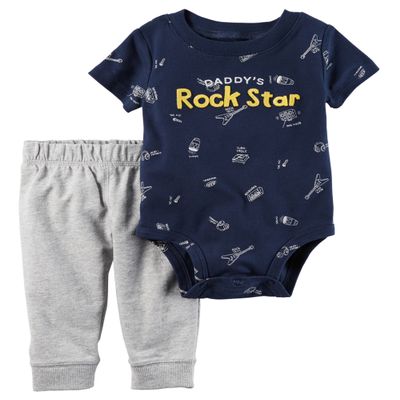 Carter's baby boys 2-Piece Bodysuit Pant Set (Rock Star) (Newborn)
