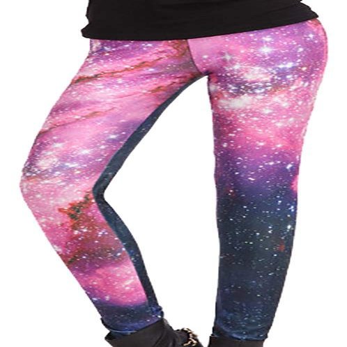 Sister Amy Women's Digital Galaxy Printted Ankle Elastic Tights Legging Fuchsia Galaxy US XL