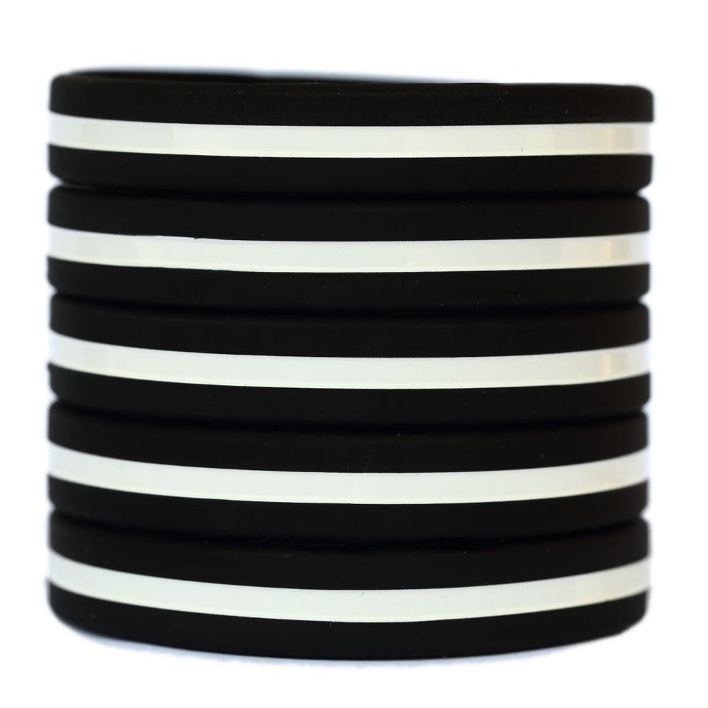 10 Adult and 90 Youth Thin White Line Wristbands