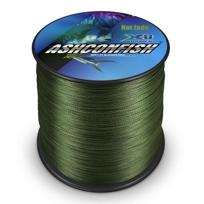 Ashconfish Colorfast Braided Fishing Line- 8 Strands Braided Lines Fadeless -Abrasion Resistant - Zero Stretch-Smaller Diameter, 2000M/2187Yards 10LB Army Green