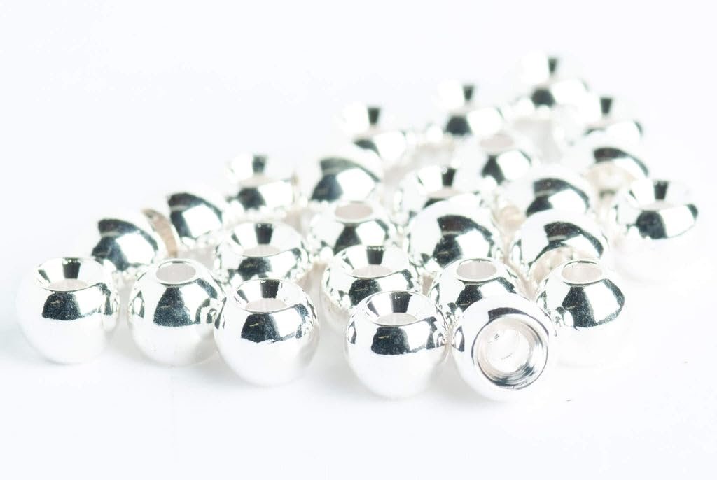 Blue Wing Olive Brass Beads for Fly Tying - 25 Pack (Silver, 4.6 mm (3/16"))