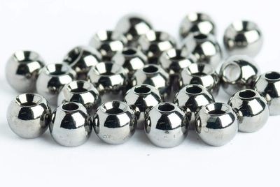 Blue Wing Olive Brass Beads for Fly Tying - 25 Pack (Black Nickel, 4.6 mm (3/16"))