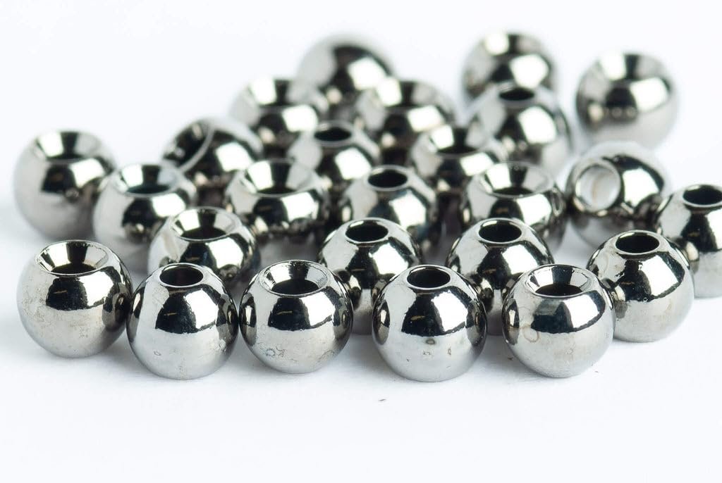 Blue Wing Olive Brass Beads for Fly Tying - 25 Pack (Black Nickel, 4.6 mm (3/16"))