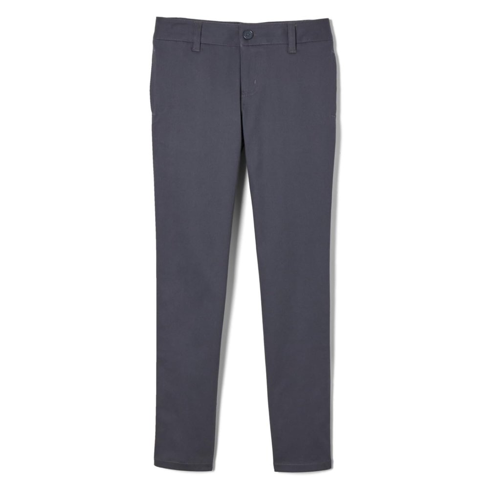 French Toast Girls' Slim Fit Stretch Twill Pant, Heather Gray, 7