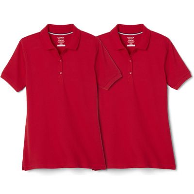 French Toast Girls 2 Pack Short Sleeve Stretch Piqu Polo, Red, XL(14/16)