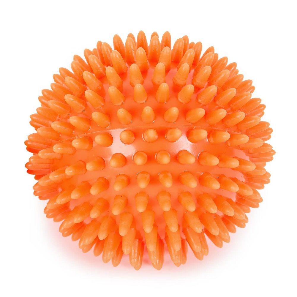 Yoga Studio Spikey Massage Ball  Orange, 9cm Stress Ball for Trigger Point Therapy, Myofascial Release, Plantar Fasciitis. Therapeutic Accessories