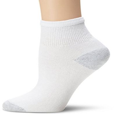 davido Women socks ankle quarter made in Italy 100% cotton 8 pairs (10-13, white/gray)