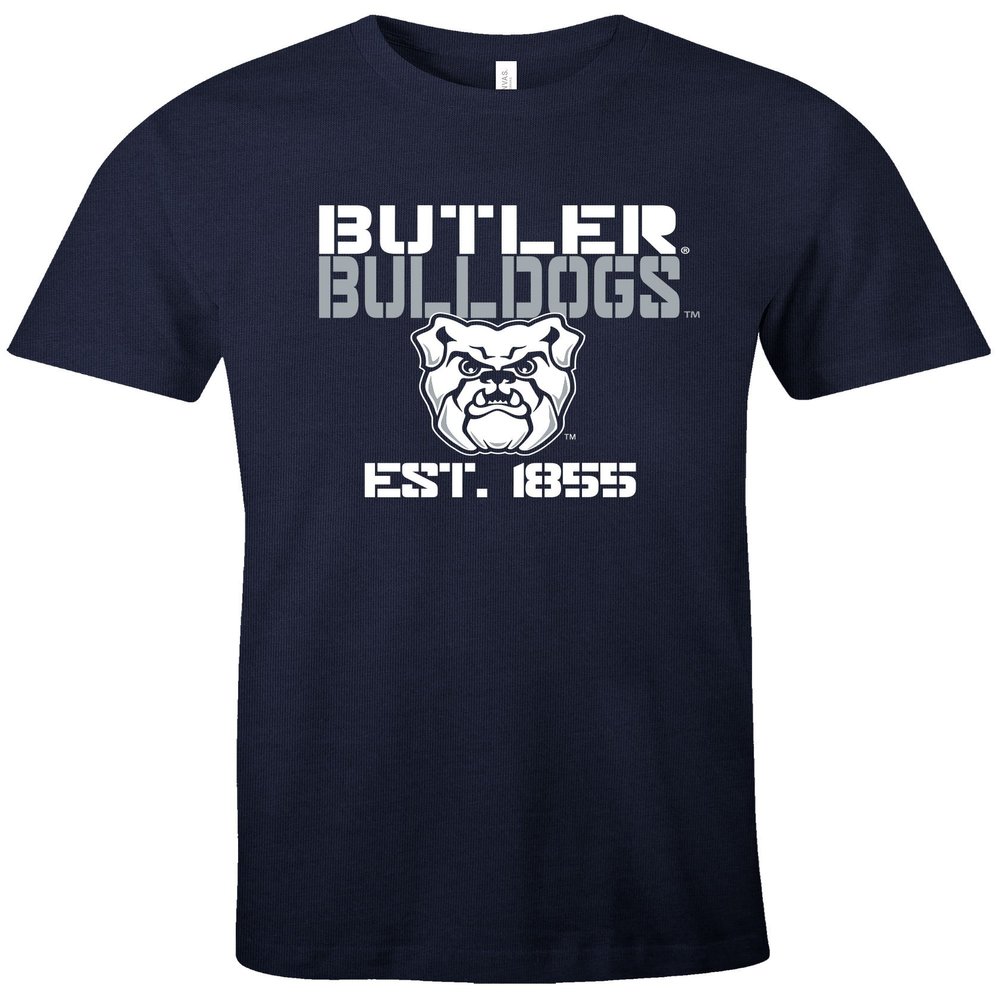 NCAA Butler Bulldogs Est Stack Jersey Short Sleeve T-Shirt, Navy,XX-Large