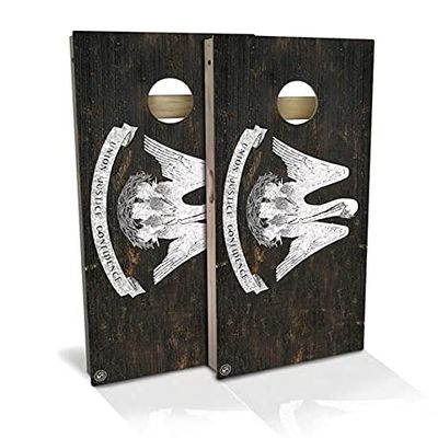 Slick Woody's Professional-Grade Cornhole Boards - 4'x2' Solid Wood Regulation Flag Bean Bag Toss Game with 8 Resin Filled Bags