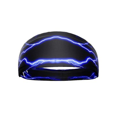 Unisex Headband/Sweatband. Best for Sports, Fitness, Working Out, Yoga. Tapered Design. (Blue Lightning)
