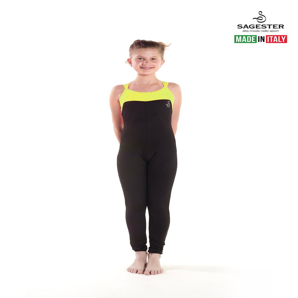 Sagester # 625 / Italy Hand-Made/Figure Ice Skating Bodysuit/SW/Sz: II Yellow