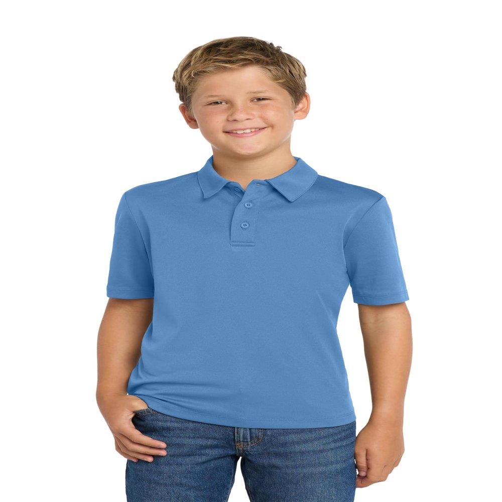 Port Authority Youth Silk Touch Performance Polo Shirt Carolina Blue