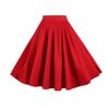 BI.TENCON Women's Vintage Red Pleated Flared Skater Skirt Dress with Pockets Knee Length Plus XL