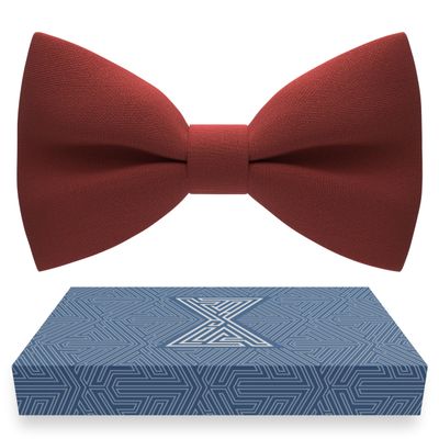 Bow Tie House Babies Classic Pre-Tied Bow Tie Formal Solid Tuxedo (Small, Reddish Rust)