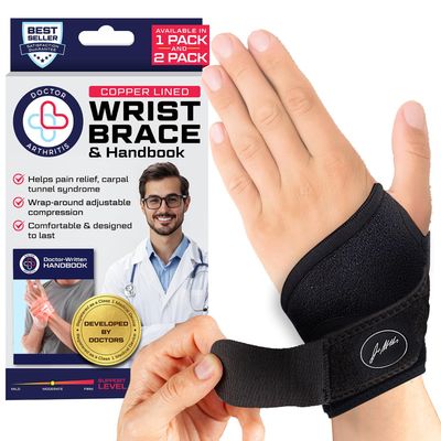 Doctor-Developed Gym Wrist Wraps, Lifting Wrist Wraps for Weightlifting, & wrist compression brace for Workout, weightlifting straps With Thumb Loops, wrist wraps for weightlifting for Wrist Support, lifting straps gym for Men & Women  Black (Single