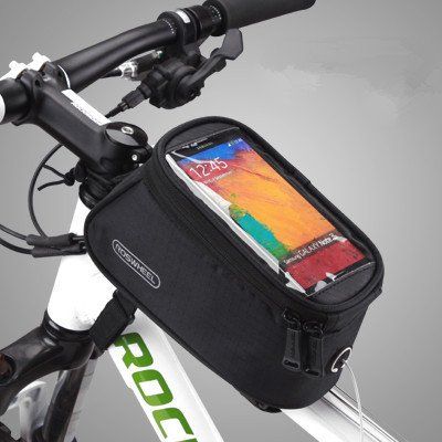 GKPR Bicycle Frame Bags Mobile Phone Holder Top Tube Handlebars Bag Bike Storage Bag-black