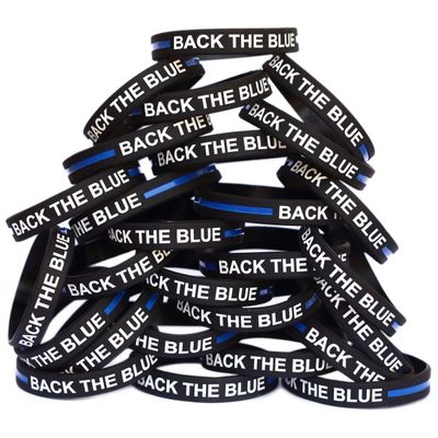 100 Youth Back The Blue Thin Blue Line Wristbands