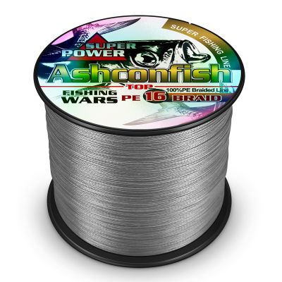 Ashconfish Braided Fishing Line-16 Strands Hollow Core Fishing Wire 1000M/1093Yards 150LB Abrasion Resistant Incredible Superline Zero Stretch Ultrathin Diameter Woven Thread Gray