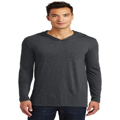 District Made Mens Perfect Tri Long Sleeve Hoodie. DM139 Black Frost 3XL