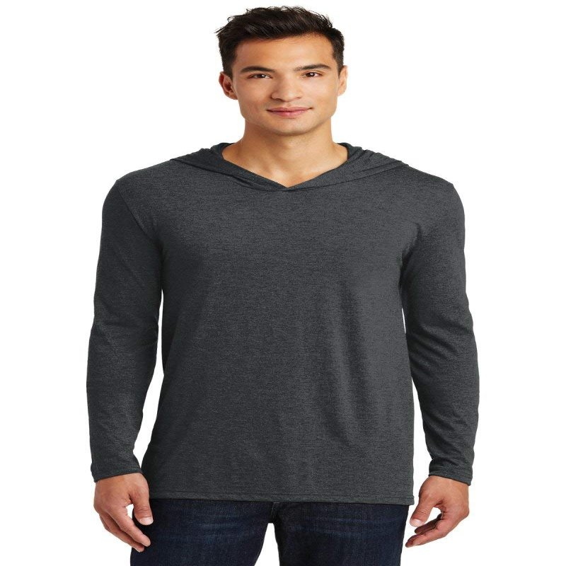 District Made Mens Perfect Tri Long Sleeve Hoodie. DM139 Black Frost 3XL