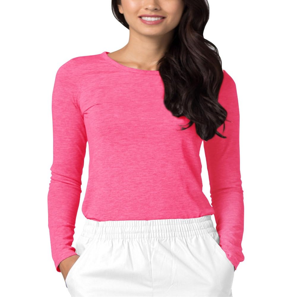 Adar Underscrubs for Women - Long Sleeve Underscrub Comfort Tee - 2900 - Heather Fuchsia - XXS