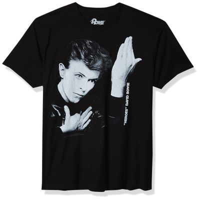 Liquid Blue Men's David Bowie Heroes Short Sleeve T-Shirt Shirt, Black, X-Large