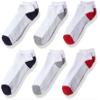 Fruit of the Loom Boys' Big 6 Pack No Show Socks, white/blue/dark heather gray/red Shoe Size 9-2.5 Medium view 1