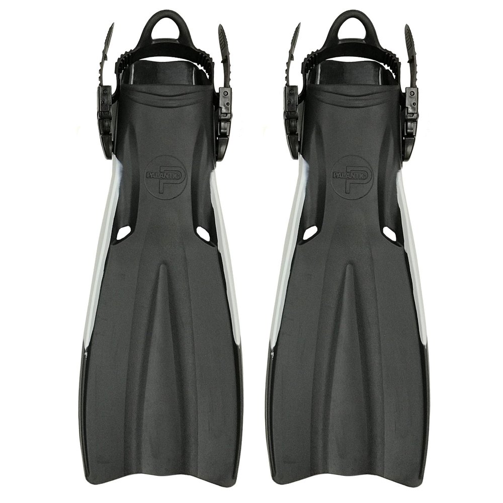 Palantic Scuba Choice Open Heel Rubber Dive Fins with Bag, Black, Large