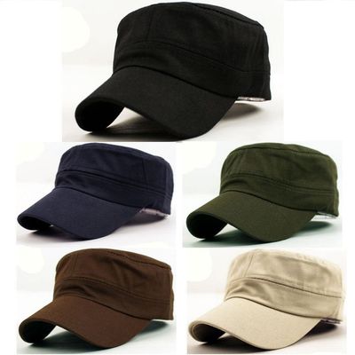 New Classic Plain Vintage Army Military Cadet Style Cotton Cap Hat Adjustablekhaki