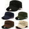 New Classic Plain Vintage Army Military Cadet Style Cotton Cap Hat Adjustablekhaki view 1