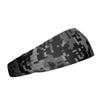 Unisex Headband/Sweatband. Best for Sports, Fitness, Working Out, Yoga. Tapered Design. (Black DIGI CAMO) view 2