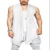 Coofandy Mens Ruffle Shawl Collar Sleeveless Long Cardigan Vest, White, Medium view 1