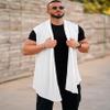 Coofandy Mens Ruffle Shawl Collar Sleeveless Long Cardigan Vest, White, Medium view 3