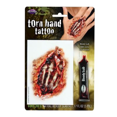 Fun World Unisex-Adult's Halloween Tattoo Wound with Bloody Scab, Multi, Standard