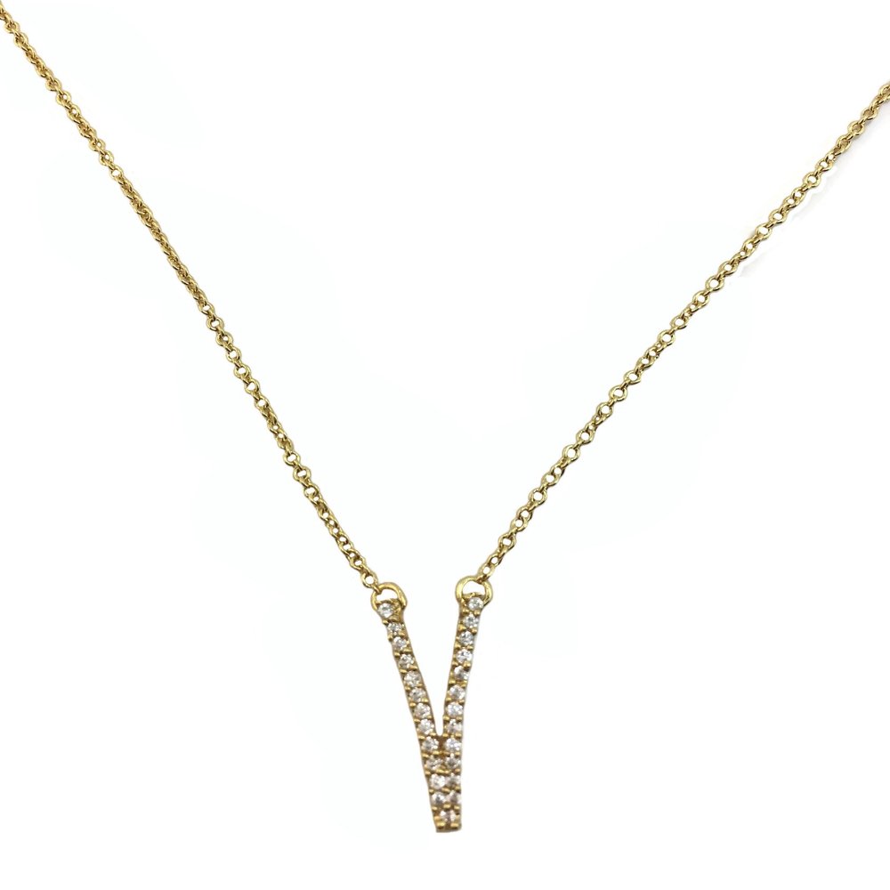 2018 20% OFF V Shaped, Yellow Gold Plated, Cubic Zirconia Pendant Necklace