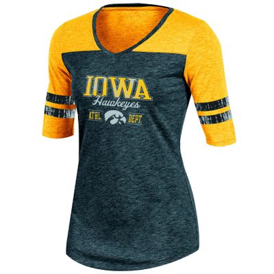 Champion Adult Women NCAA Trend Captain Half Sleeve V-Neck Tunic Tee, Black Heather, X-Small