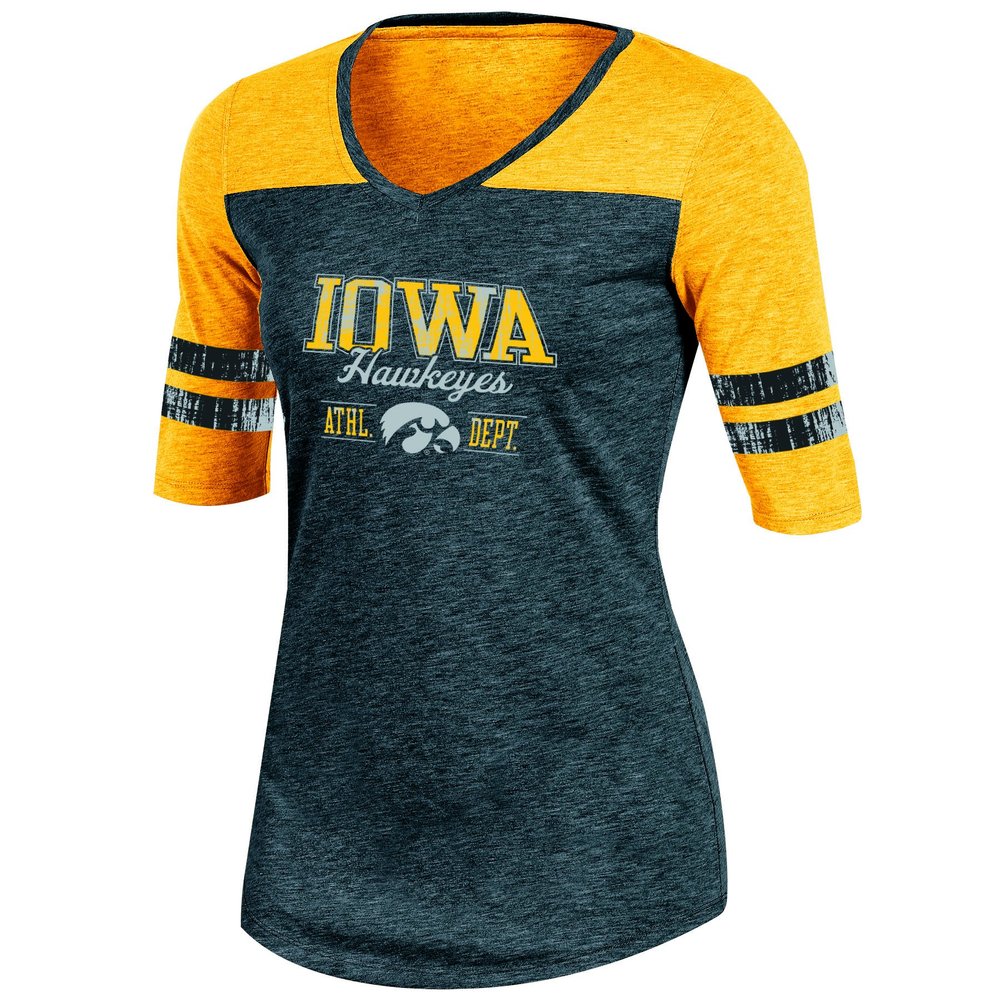 Champion Adult Women NCAA Trend Captain Half Sleeve V-Neck Tunic Tee, Black Heather, X-Small