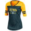 Champion Adult Women NCAA Trend Captain Half Sleeve V-Neck Tunic Tee, Black Heather, X-Small view 1