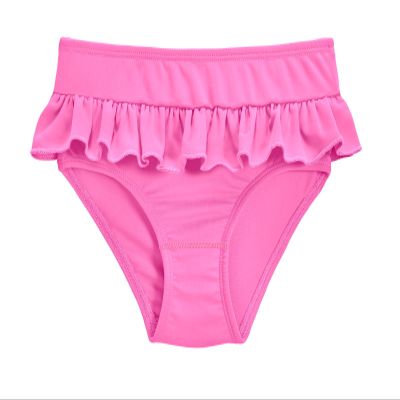 Made in USA Girls' Swimwear Ruffle Swim Briefs Bikini Bottoms Beachwear Swimming Suit, Medium Pink, 14