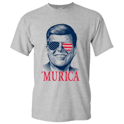 UGP Campus Apparel John F Kennedy Murica - 4th of July Memorial Day Patriotic USA T-Shirt - Medium - Sport Grey
