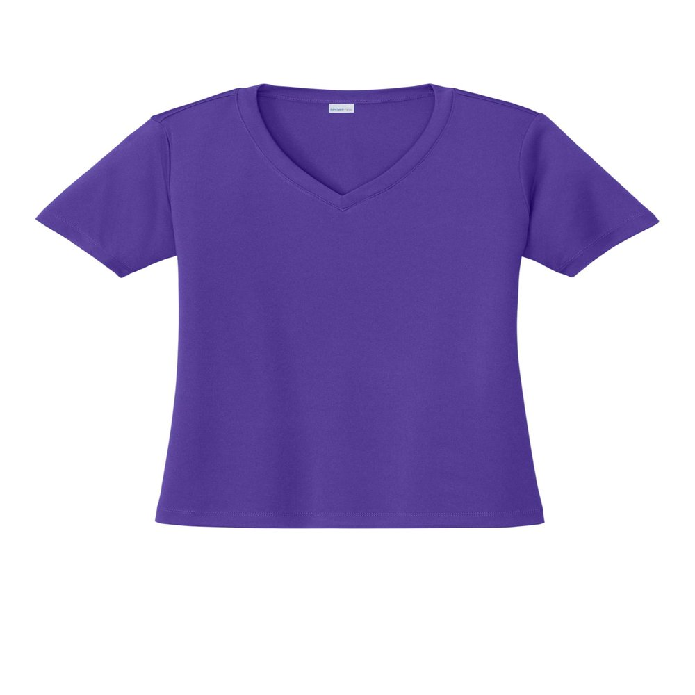 SPORT-TEK Women's PosiCharge Competitor V-Neck Tee | Workout T-Shirt for Spring & Summer Fashion, Athletic Fit Gym Clothing Purple