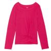French Toast Little Girls Long Sleeve Front Twist Tee, Fuchsia Burst, 4 view 1