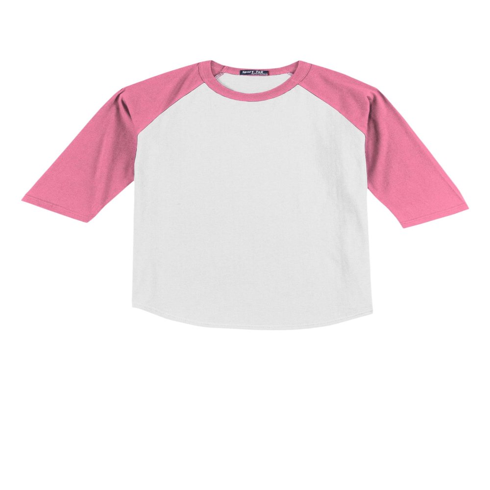 SPORT-TEK Youth Colorblock Raglan Jersey | 3/4 Sleeve Sporty T-Shirt for Boys & Girls, Relaxed Fit Cotton Tee for Kids