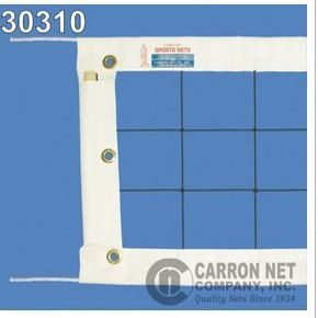 BuyBocceBalls Listing - Carron Super Pro Volleyball Net, 32' X 3', 36 Nylon, White 1/4" Kevlar Rope top, Poly Rope Bottom