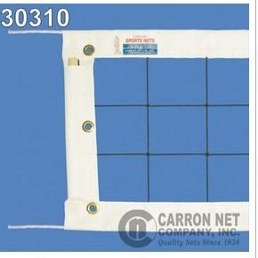 BuyBocceBalls Listing - Carron Super Pro Volleyball Net, 32' X 3', 36 Nylon, White 1/4" Kevlar Rope top, Poly Rope Bottom
