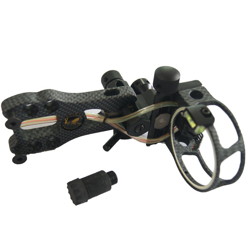 JIEXI HWYP Archery Compound Bow Sights 5 Optic Fiber Pins Bow Sights with Violet Light Pack of 1 (Carbon)