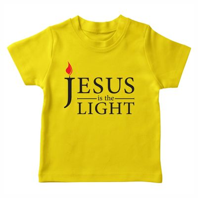 lepni.me Kids T-Shirt Jesus Christ is The Light, God's Love - Easter - Resurrection - Nativity- Religious Christian Gifts (7-8 Years Yellow Multi Color)