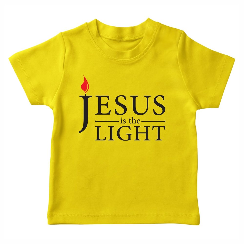 lepni.me Kids T-Shirt Jesus Christ is The Light, God's Love - Easter - Resurrection - Nativity- Religious Christian Gifts (7-8 Years Yellow Multi Color)